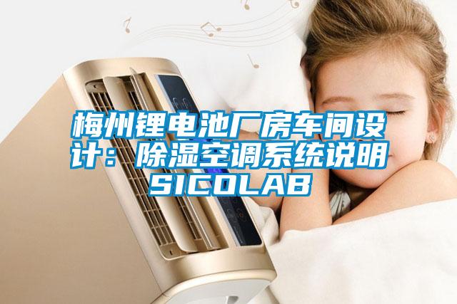 梅州鋰電池廠房車間設計：除濕空調(diào)系統(tǒng)說明SICOLAB